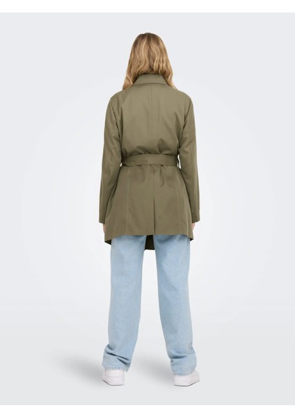 Kadın Düğmeli Kemerli Kruvaze Kahverengi Trençkot - 15191821 fiyatları