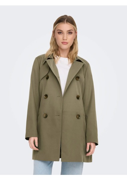 Kadın Düğmeli Kemerli Kruvaze Kahverengi Trençkot - 15191821 modelleri