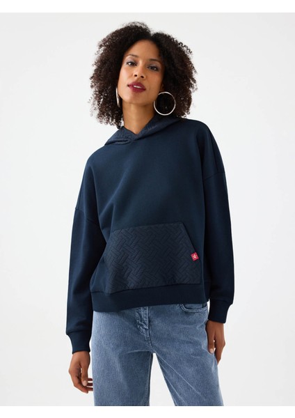 Oversize Lacivert Kadın Sweatshirt LF2040925