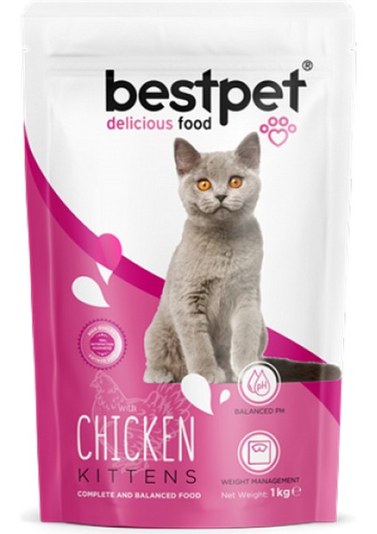 Wizard Bestpet 1 kg x 10 Adet Yavru Kediler Için, Tavuk Etli ve Pirinçli Kuru Mama