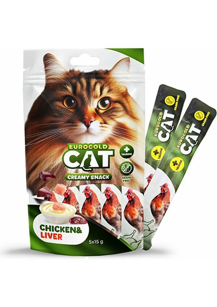Wizard Eurogold Cat Sıvı Kedi Ödülü Tavuk - Ciğer 5X15GR
