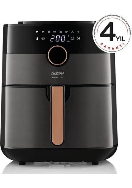 Geniş Kapasiteli Metalik Siyah Hava Fritözü, Sağlıklı ve Pratik Pişirme Keyfi indirimleri