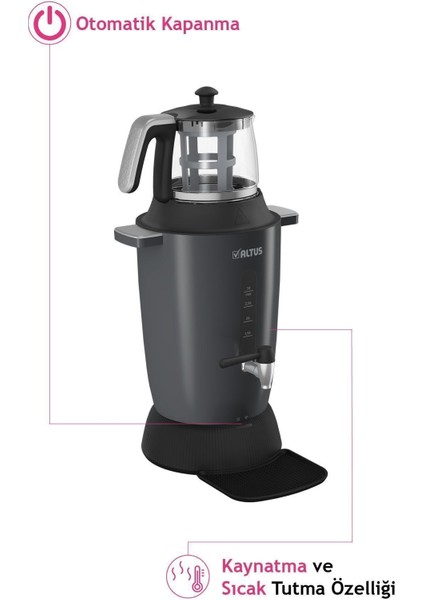 Gri Renkli Elektrikli Semaver Çay Makinesi, Pratik ve Şık Tasarım fırsatları