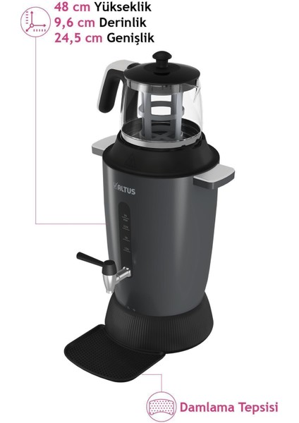 Gri Renkli Elektrikli Semaver Çay Makinesi, Pratik ve Şık Tasarım indirimleri