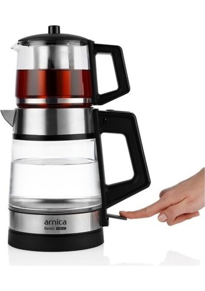 Cam Gövdeli Demli Çay Makinesi, Şık Bordo Tasarım