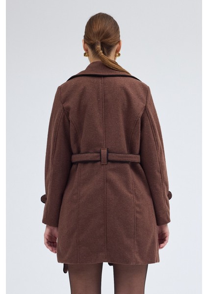 Kaşe Kadın Şık Yaka Kaban ve Kemer fırsatları