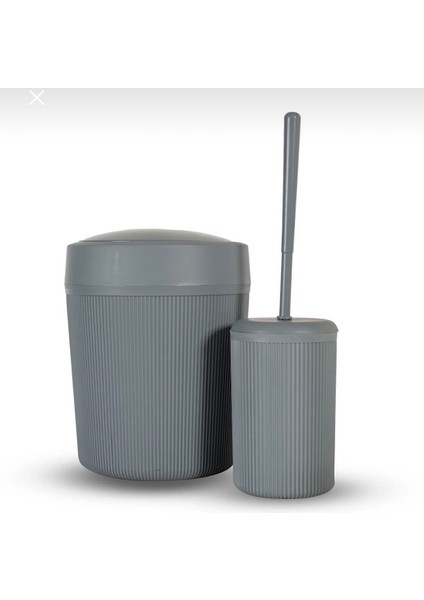 2'li Banyo Seti - Pratik Kapaklı Çizgili Çöp Kovası - Fırça Seti 7 Lt Çöp Kutusu Banyo Takımı fiyatları