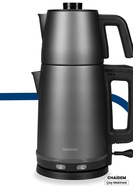 2200W Paslanmaz Çelik Çay ve Su Isıtıcı, Antrasit Renk, Damlatmaz Özellikli