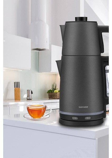 2200W Paslanmaz Çelik Çay ve Su Isıtıcı, Antrasit Renk, Damlatmaz Özellikli fiyatları