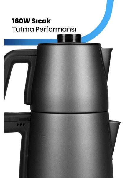 2200W Paslanmaz Çelik Çay ve Su Isıtıcı, Antrasit Renk, Damlatmaz Özellikli fırsatları