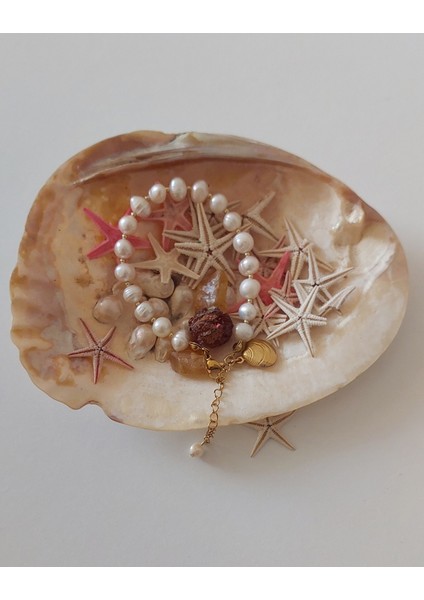 Doğal Inci Set, Altın Renk Paslanmaz Çelik Istiridye Detaylı, Kolye Bileklik Seti modelleri