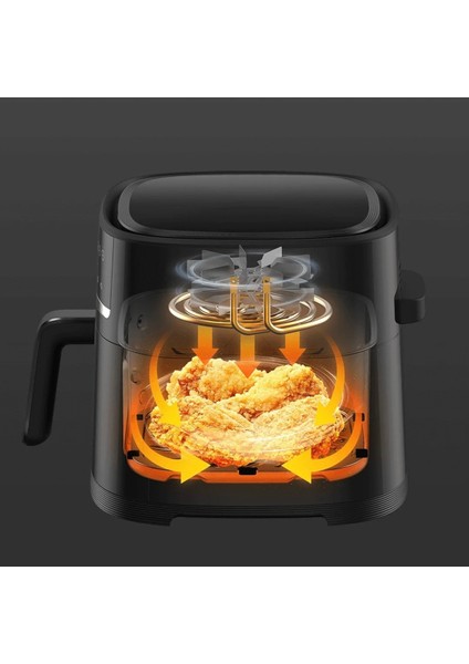 6l Airfryer, Çift Katmanlı Kaplama, Akıllı Kontrol, Buz Çözme, Hediye Lambader Siyah fiyatları