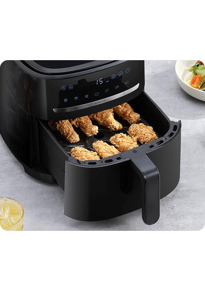 6l Airfryer, Çift Katmanlı Kaplama, Akıllı Kontrol, Buz Çözme, Hediye Lambader Siyah fırsatları