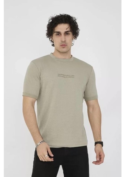 Unisex Bisiklet Yaka Slim Fit T-Shirt- Açık Yeşil