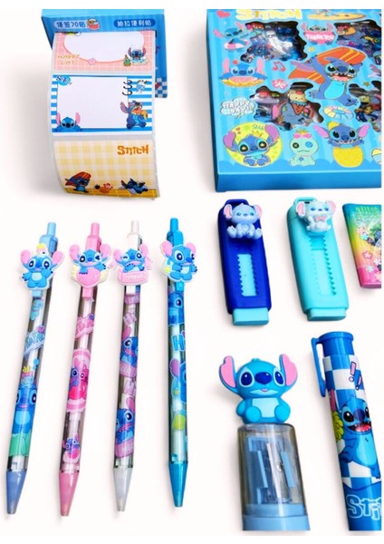 Stitch 16 Parça Kırtasiye Seti Uçlu Kalem Not Defteri Kutulu Sticker Etiket Silgi Kalemtraş fiyatları