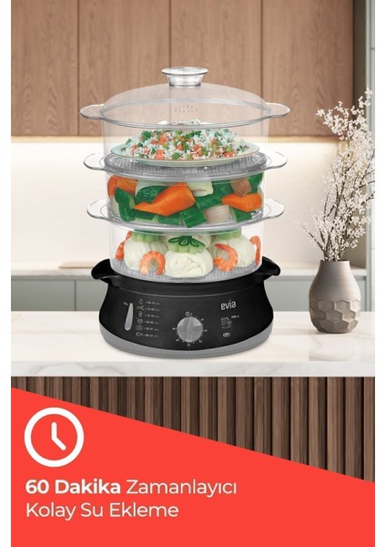 60 Dakika Zamanlı 10 Litre Bpa Içermeyen Buharlı Pişirici fırsatları