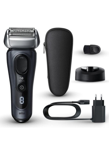 Series 8 Elektrikli Tıraş Makinesi, Şarj Standı, Islak ve Kuru, 8513S, Gri
