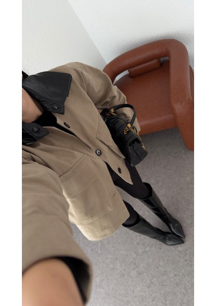 Yakası Deri Gabardin Ceket fırsatları