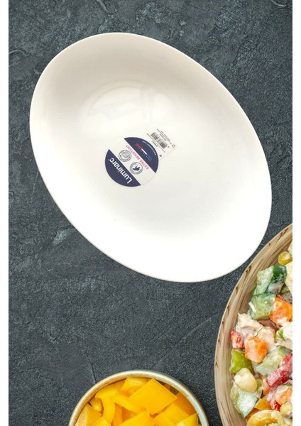 Beyaz Kayık Tabak 33 Cm, Renkli Dekor, Şık ve Kullanışlı Mutfak Gereci