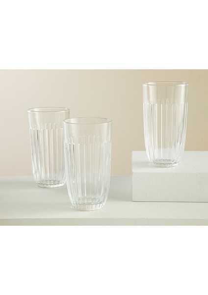 3'lü Şeffaf Cam Meşrubat Bardağı Seti, 450 Ml, Beyaz Detaylar fiyatları