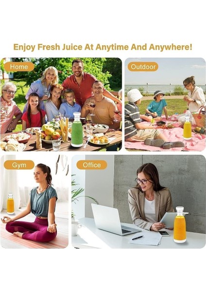 Mavi Mini Taşınabilir Blender 420 Ml, USB Şarjlı, Smoothie ve Milkshake Için Ideal