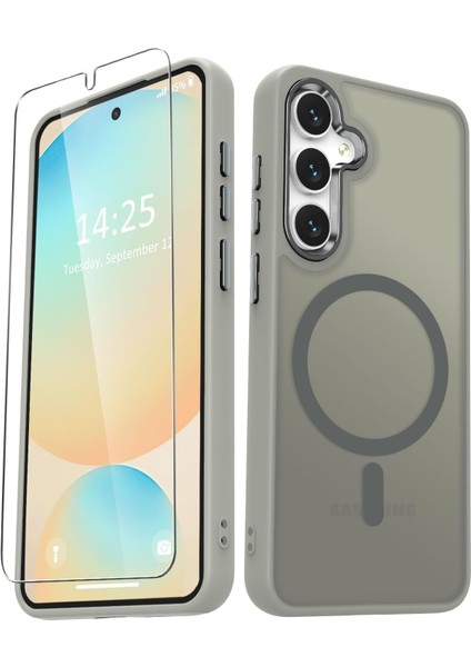 Samsung Galaxy S24 Uyumlu Ekran Koruyuculu Kılıf Magsafe Sarj Destekli Kamera Çıkıntılı Mat Kapak