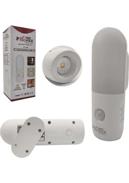Şarjlı 3 Modlu Sensörlü Modern Lamba Aplik, Hightek HT-3256