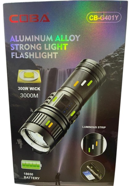 Coba CB-G401Y Alüminyum Tg LED Güç Göstergeli Type-C Şarjlı El Feneri indirimleri