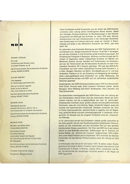 Richard Strauss / Claude Debussy / Maurice Ravel, Das Ndr-Sinfonieorchester· Moshe Atzmon, Der Chor Des Ndr · Helmut Franz – Don Juan / Trois Chansons / Alborada Del Gracioso / Ma Mère L'oye fiyatları