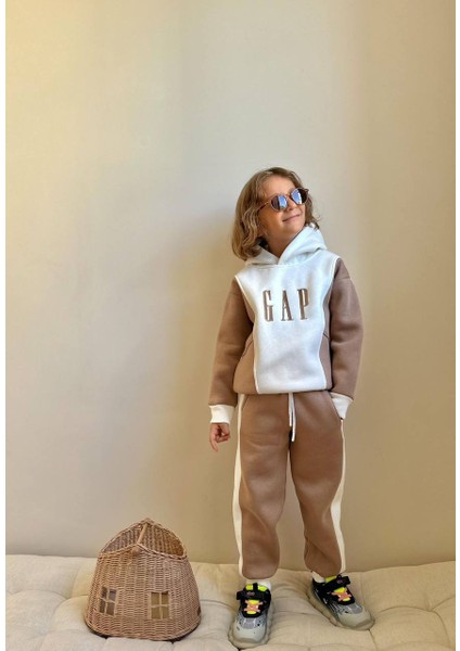 Erkek Çocuk Kanguru Cepli Sweatshirtli Blok Renkli Kışlık Takım fiyatları