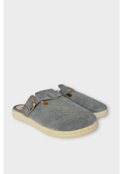 Kemerli Tokalı Nubuk Kadın Ev Terliği Gri modelleri