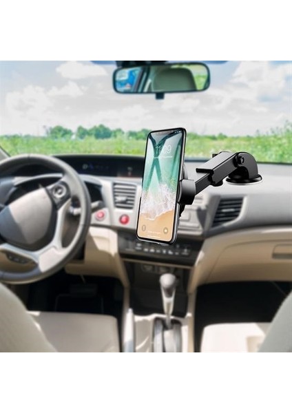 360° Dönen Vantuzlu Teleskopik Araç Telefon Tutucu – Torpido Üstü, Uzunluk Ayarlı, Güçlü Vakumlu ve Ayarlanabilir Başlıklı
