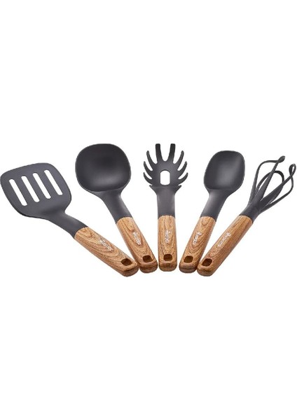 Kahverengi 5 Parça Servis Seti, Şık ve Kullanışlı Mutfak Aksesuarları fırsatları