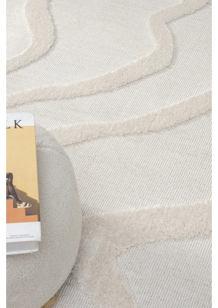 Krem Modern Dokuma Halı Püsküllü Yolluk Antre Oturma Odası Salon Mutfak Çocuk Odası Halısı fırsatları