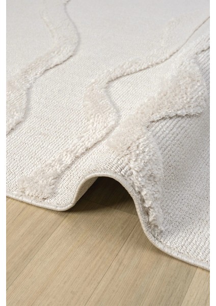 Krem Modern Dokuma Halı Püsküllü Yolluk Antre Oturma Odası Salon Mutfak Çocuk Odası Halısı indirimleri