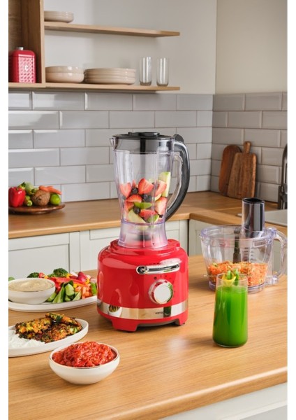 Retro Tasarımlı 1000W Çok Fonksiyonlu Mutfak Robotu, Şık ve Güçlü Performans Sağlar