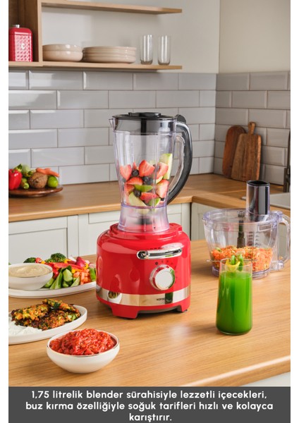 Retro Tasarımlı 1000W Çok Fonksiyonlu Mutfak Robotu, Şık ve Güçlü Performans Sağlar modelleri