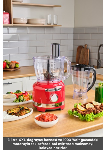 Retro Tasarımlı 1000W Çok Fonksiyonlu Mutfak Robotu, Şık ve Güçlü Performans Sağlar indirimleri