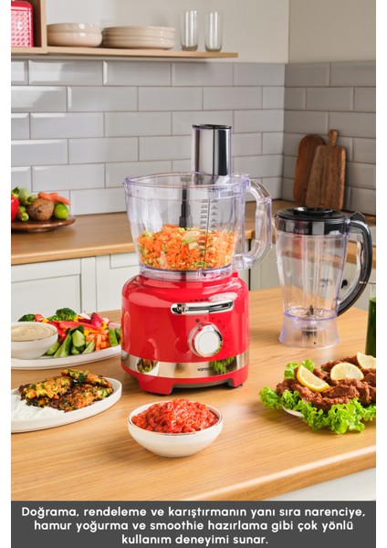 Retro Tasarımlı 1000W Çok Fonksiyonlu Mutfak Robotu, Şık ve Güçlü Performans Sağlar