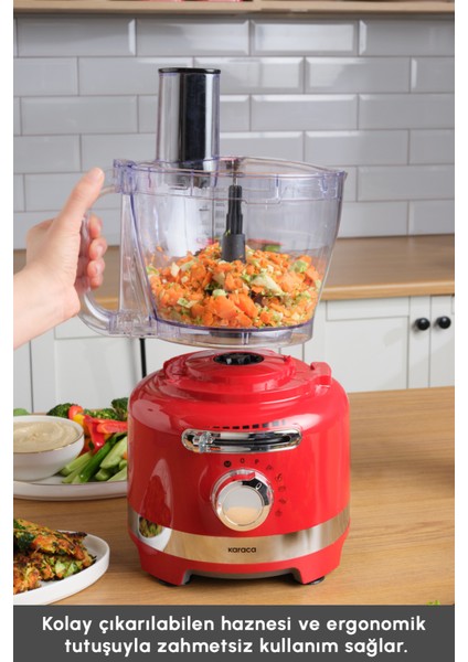 Retro Tasarımlı 1000W Çok Fonksiyonlu Mutfak Robotu, Şık ve Güçlü Performans Sağlar