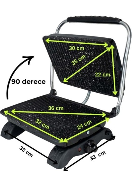 Granit Siyah Tost Makinesi 1800W 4-6 Dilim Ev ve Sanayi Kullanımı fiyatları