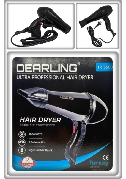 2 Kademe Turbo Saç Kurutma Makinesi 2500 W Siyah