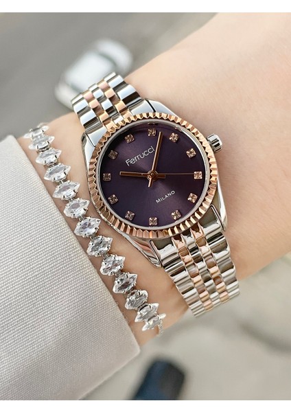 Mini Rolex Kasa Kadın Kol Saati ve Bileklik