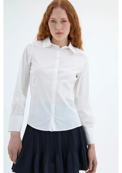 Kadın Belden Oturmalı Basic Gömlek