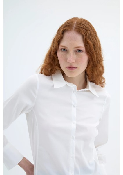 Kadın Belden Oturmalı Basic Gömlek fiyatları