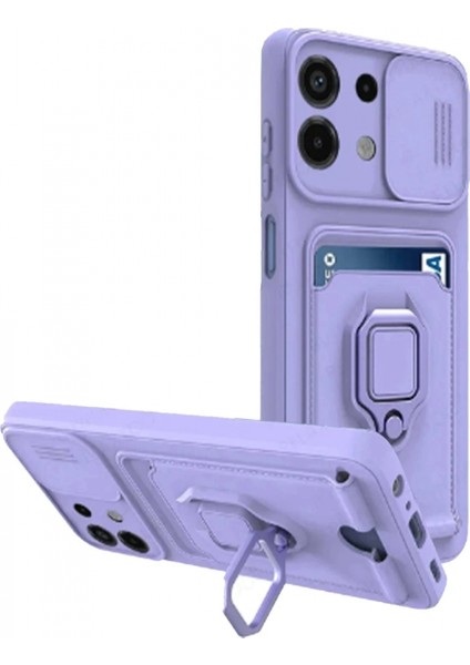 Xiaomi Redmi Note 13 4g Kılıf Zuma Kartvizitli Yüzüklü Silikon - Lila