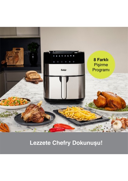 Siyah Uno Chefry Sıcak Hava Fritözü, 5 Litre Kapasite, Sağlıklı ve Pratik Kullanım