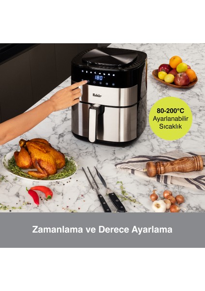 Siyah Uno Chefry Sıcak Hava Fritözü, 5 Litre Kapasite, Sağlıklı ve Pratik Kullanım