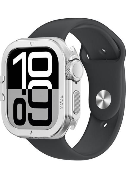 Watch 10 46MM Uyumlu Amazingthing Premium Armor Fit Fullguard Metal Kasa ve Ekran Koruyucu Gri