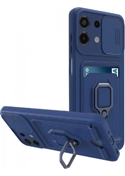 Xiaomi Redmi Note 13 4g Kılıf Zuma Kartvizitli Yüzüklü Silikon - Lacivert